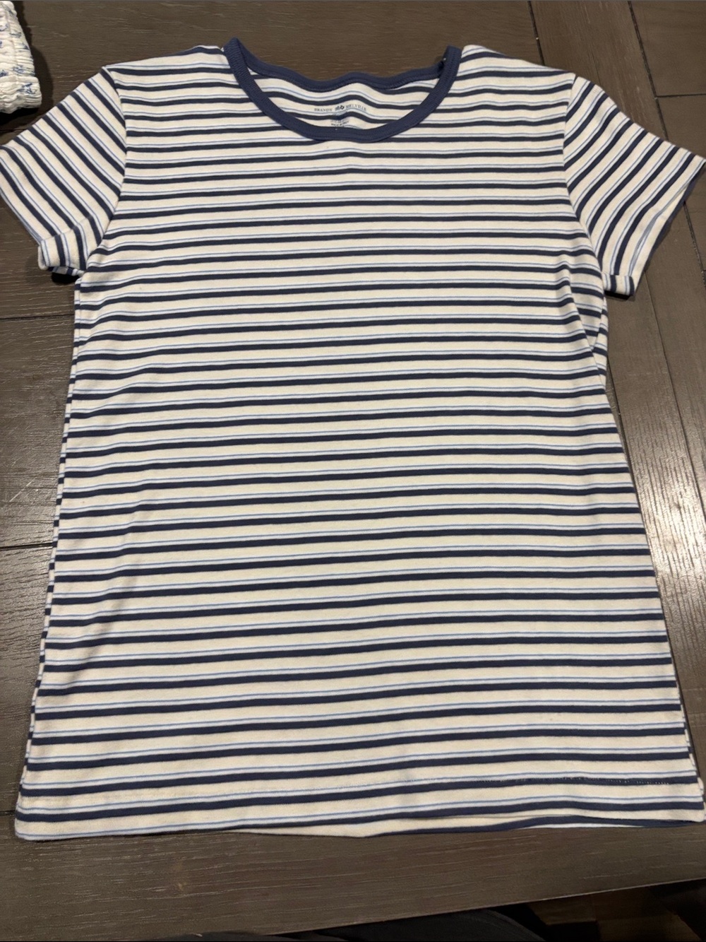 Brandy Melville Navy & White Striped Short Sleeve Tee